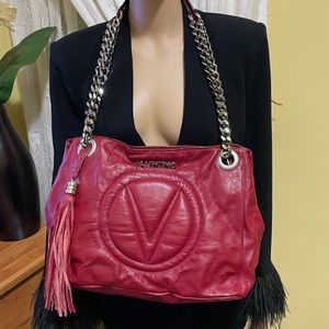 Valentino red handbag made of soft fine leather.